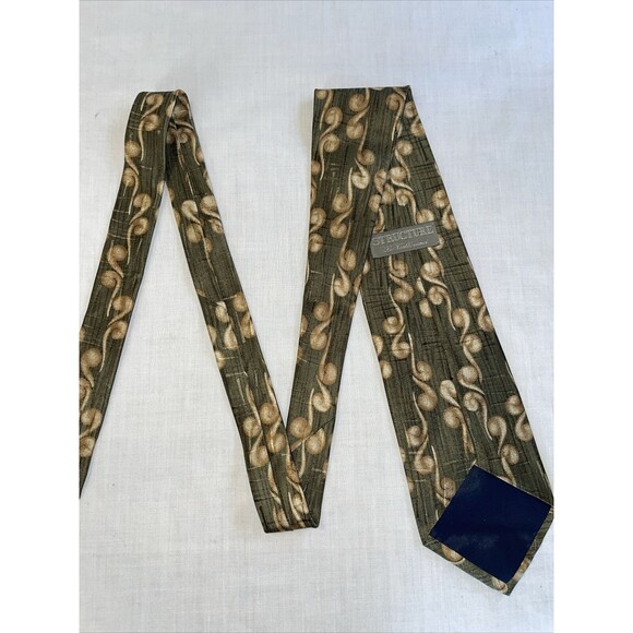 Structure Men’s Dress Tie Size 55” Green Geometric Silk Business Formal - Picture 10 of 12